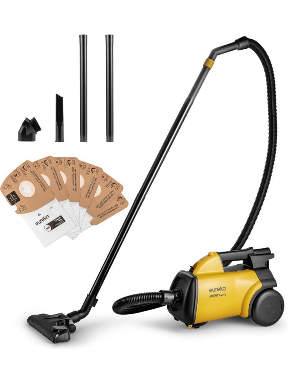 Lightweight Canister Vacuum Cleaner for Carpets & Hard Floors, 5 Bags Included